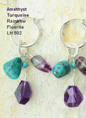 Amethyst Turquoise Rainbow Flurorite Earrings